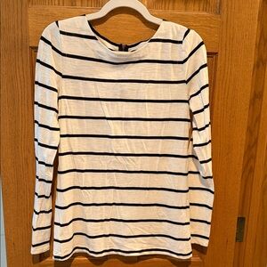 LOFT Black and White Striped Long Sleeve Tee